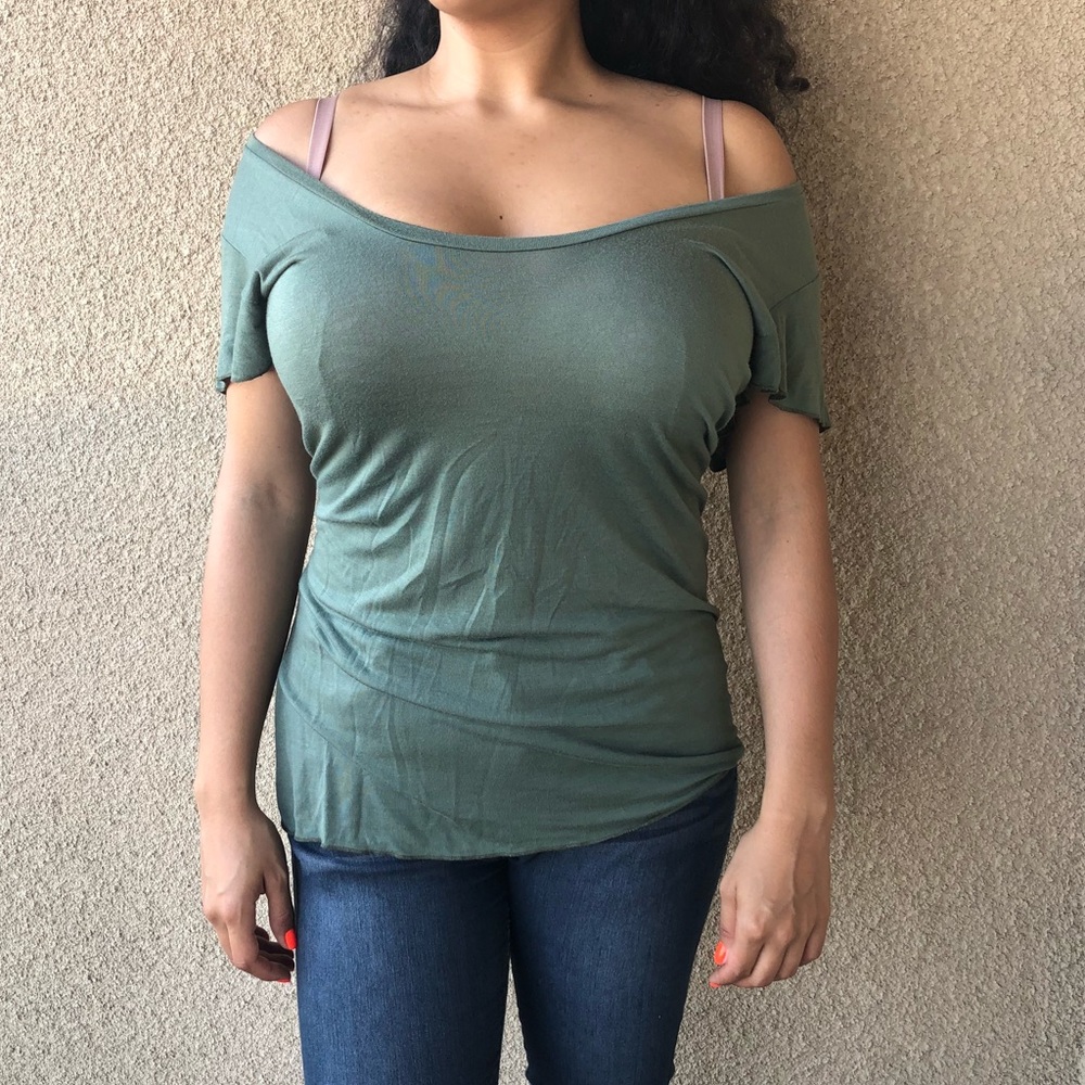 New Olive Oversized Back Detailed Top Size Medium